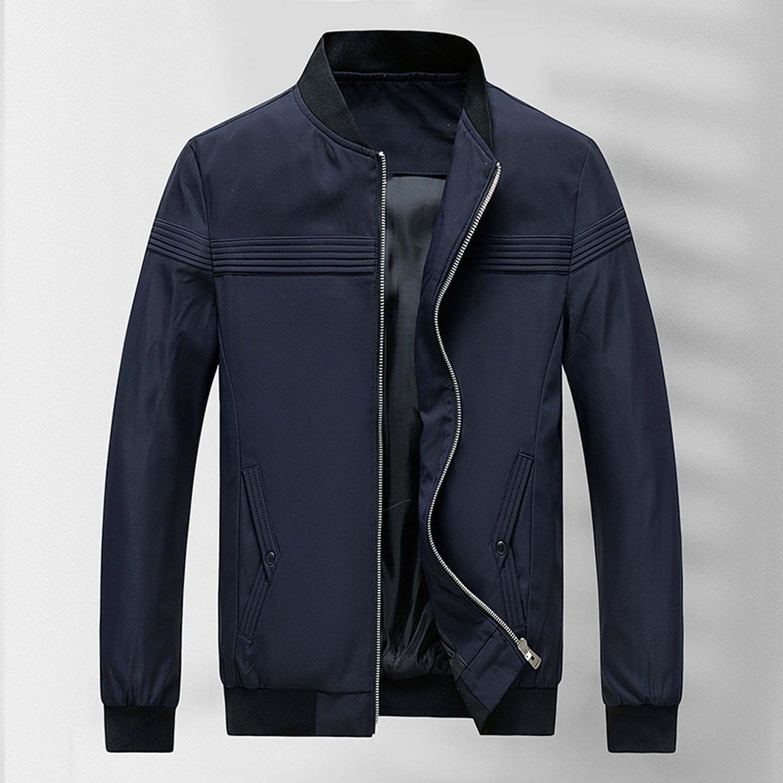 Xysaqa Men's Casual Lightweight Bomber Jacket Zip Up Long Sleeve Spring Windbreaker Fall Jacket Coat with Pockets M-4XL (Available in Big \u0026 Tall)